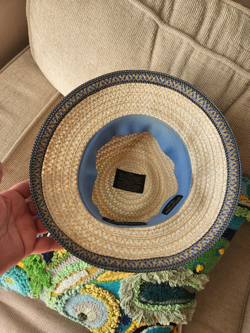 Straw Boater Hat with Navy Accent - Picture 4 of 10